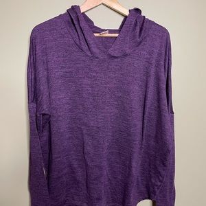 Purple hooded activewear pullover
